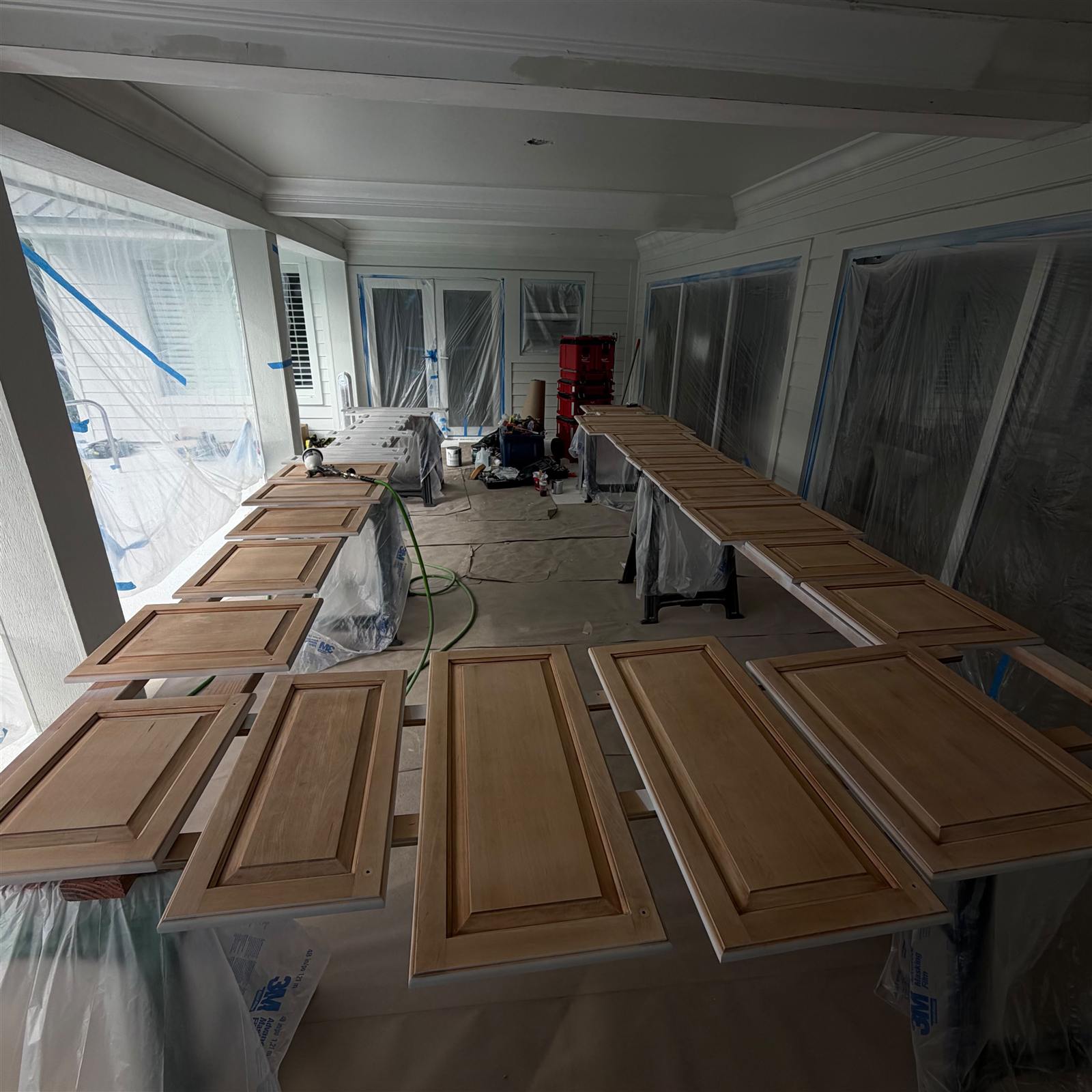 Doors off and room masked